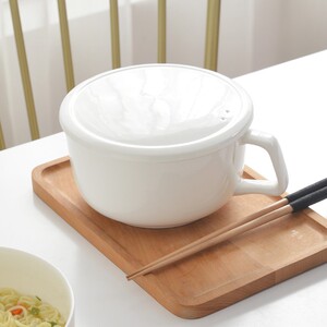 2022餐具带把碗骨瓷碗带盖家用泡面碗防烫手柄碗陶瓷单柄碗单个带