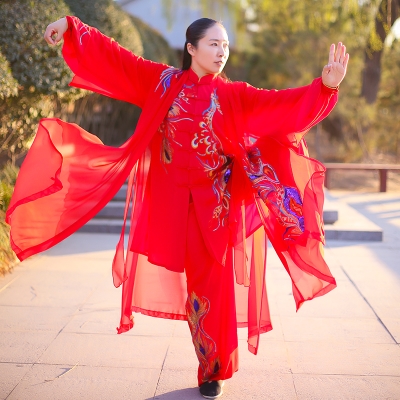 马蕾太极新款太极服女表演武术太极比赛服贴纱绣中国风x太极服长