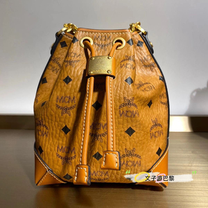 mcm aren visetos抽绳拼皮水桶包单肩斜挎包女包链条包伊浪代购