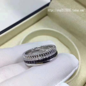 宝诗龙boucheron堡狮龙陶瓷戒指纯18k金宽窄版转动旋转情侣戒指