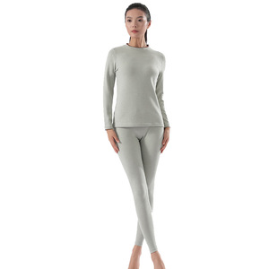 双色领混纺有缝针织保暖套装女士新款纯色透气微弹塑形瑜伽运动服