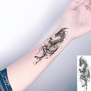 60柒色阳光o淘宝满背日式老传统男女纹身贴青龙般若后背大图案蛟龙