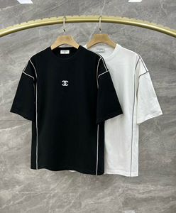 chanel/香奈儿 22春夏新品双c字母logo印花时尚休闲短袖男t恤女