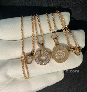 bvlgari宝格丽铜钱项链18k玫瑰金白贝母圆盘圆饼钱币蛇形锁骨链