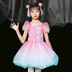 六一儿童演出服蓬蓬裙女童幼儿园表演服装桃萌幺幺粉色舞蹈公主裙