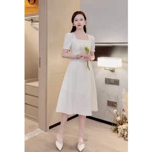 一禾女装【西西里】 感甜美风泡泡袖连衣裙2022年夏季新款仙女风