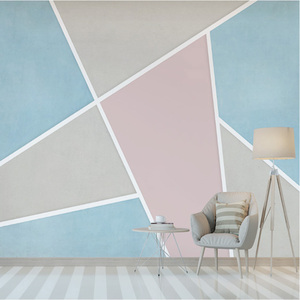 北欧风彩色几何简约艺术墙纸壁画客厅电视背景墙壁纸3d影视墙布