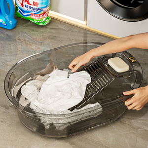 洗衣盆家用加大加厚带搓衣板一体式婴儿洗衣服盆长方形塑料大盆子