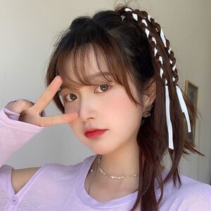 脏辫编发绳甜酷少女绑发丝带夏季七彩色缎带彩带头绳扎头发脏辫编