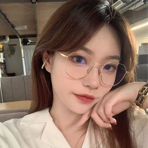 方式镜框显瘦ins风金丝框镜架适合方脸的方圆眼镜框女生素颜神器