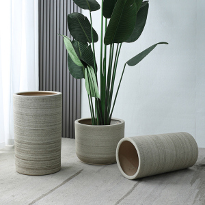 特大号大码花盆陶瓷粗陶高深家用客厅庭院散尾葵专用高筒落地创意