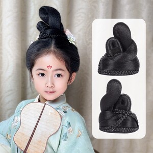 古装儿童仙女古典民族舞汉服头饰假发发髻丽人行舞蹈发饰飞天演出