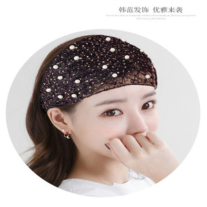 韩版女遮盖白头发的发带时尚蕾丝宽边头巾女夏天蕾丝薄款透气头饰