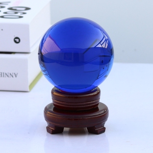 蓝色k9人造水晶玻璃球桌面玄关简约现代摆件家居饰品工艺品乔迁