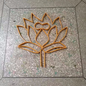 水磨石材料塑料花仿铜条地坪地面专用地板仿铜条荷花线条模型图案