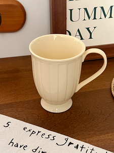 罗马竖纹咖啡杯陶瓷英式下午茶餐具高脚精致小众法式复古红茶杯子