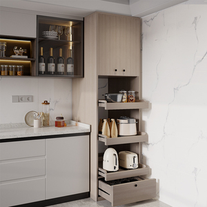 北欧实木餐边柜小尺寸厨房转角架餐厅极窄型高柜一体置物柜定制