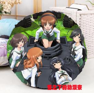 欧洲进口代少女与战车西住美穗五十铃华冷泉麻子圆形抱枕周y边宅