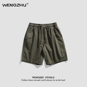 WENGZHU「设计师品牌」/男女同款/ 日系环保成衣水洗直筒休闲短裤