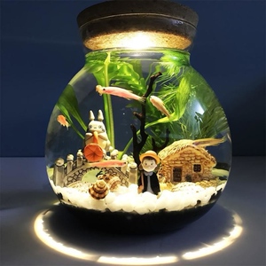 鱼缸ins风玻璃造景小型迷你客厅装饰摆件造型时尚创意艺术桌面透