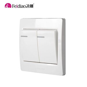 飞雕86型暗装二开双控家用两开双开2开双联灯电源面板开关白色.