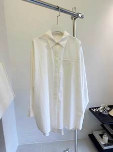 24春夏新款女装 极简主义高阶单品 进口高支棉白色长袖翻领衬衫