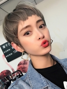 眉上刘海整顶假发女短发狗啃酷二次元自然逼真蓬松短直发帅气bobo