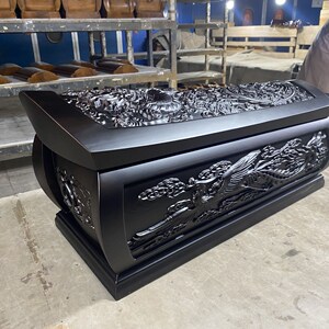 龙凤棺小黑檀小棺材骨灰盒迁坟纯实木无钉殡葬用品厂家直销