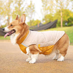 柯基狗狗衣服带牵引扣秋冬季保暖护肚子棉衣中大型犬宠物两脚棉衣