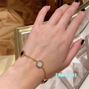 bvlgari /宝格丽 18k玫瑰金四色圆饼手链男女同款手镯