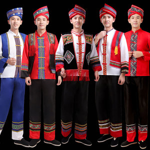 广西壮族成人男士少数民族服装现代演出服饰壮族舞蹈表演服套装