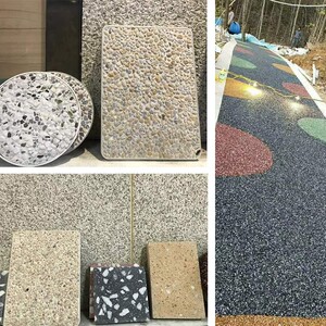 洗米石水洗石墙面施工商铺骨料包工包料水磨石天然石子透水粘胶石