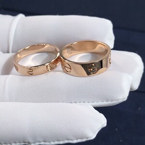 18k玫瑰金白金卡地亚经典love戒指男女宽窄版无钻带钻情侣对戒