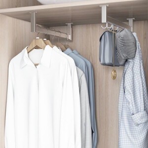 u形浅衣柜挂衣杆纵向吊杆悬挂竖装衣通橱柜顶装吊衣杆测装法兰座