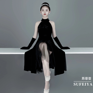 新款影楼主题服装复古中国风黑色挂脖儿童旗袍写真摄影艺术照礼服