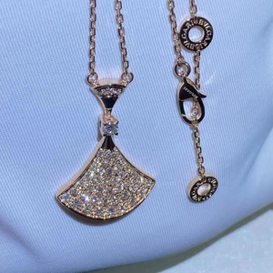 bvlgari/宝格丽diva项链18k玫瑰金大号回形针满钻锁骨链男女