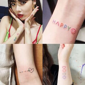 泫雅同款ins风纹身贴防水女持久手指小清新韩国彩色笑脸简约手腕