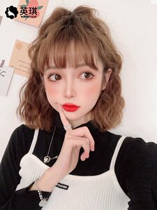 假发短发女空气刘海泡面头卷发真人发丝蓬松全头套式自然短发造型