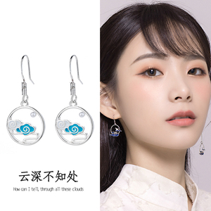 云深不知处耳夹925银针古风耳钉女耳环长款流苏耳线陈情令蓝忘机