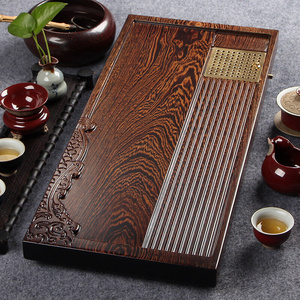 神雕(shendiao)神雕整块单层鸡翅木茶盘实木茶海功夫茶具排水式