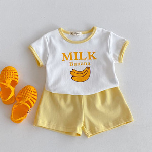 婴儿衣服夏季薄款韩版中小童休闲短袖套装6七8九10个月男女宝童装