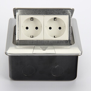 16a弹起式2位德式地面插座免焊接线i明装底盒欧规地板电源插座