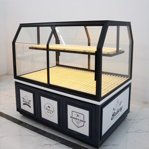 面包架子烘焙蛋糕店边柜货架商用多层玻璃中岛柜