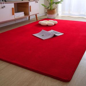 大红色短毛超柔地毯卧室客厅满铺直播间家用结婚房间装饰地垫定制