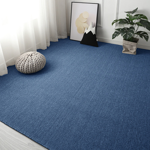 ins风蓝色地毯满铺拍照纯色客厅卧室房间全铺圆形全屋大面积地垫