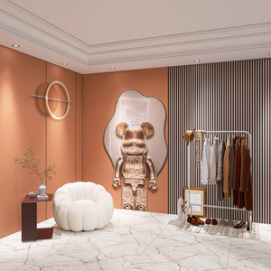 女装3d立体直播间墙纸高级感网红轻奢酒店风壁纸潮鞋服装店背景墙