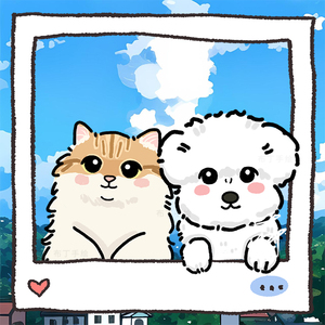 小动物宠物画像q版手绘头像定制作狗狗猫咪可爱logo设计卡通代画