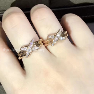 chaumet尚美交叉带钻戒指18k金镶钻lines系列x型男女款对戒手链