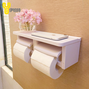 免打孔纸巾架卫生间厕所日式壁挂塑料双卷纸筒置物架厕纸架抽纸盒
