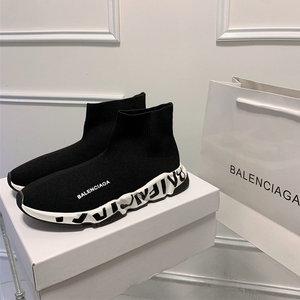 balenciaga巴黎世家黑色字母袜子鞋女夏款男休闲高帮男鞋2022新款